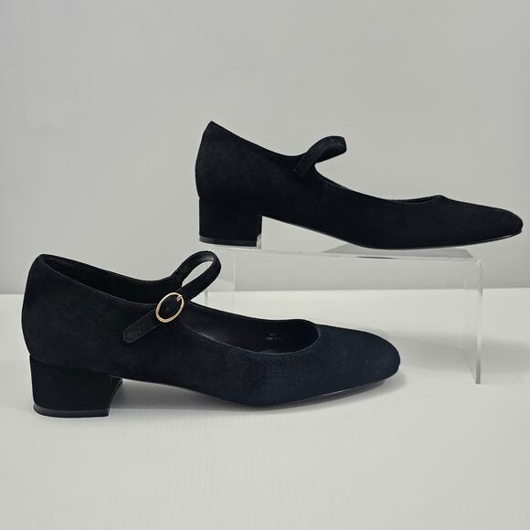 NEW Jeffrey Campbell Top Tier Mary Jane Heel Womens 10 Black Suede Classic Pump - Picture 3 of 13